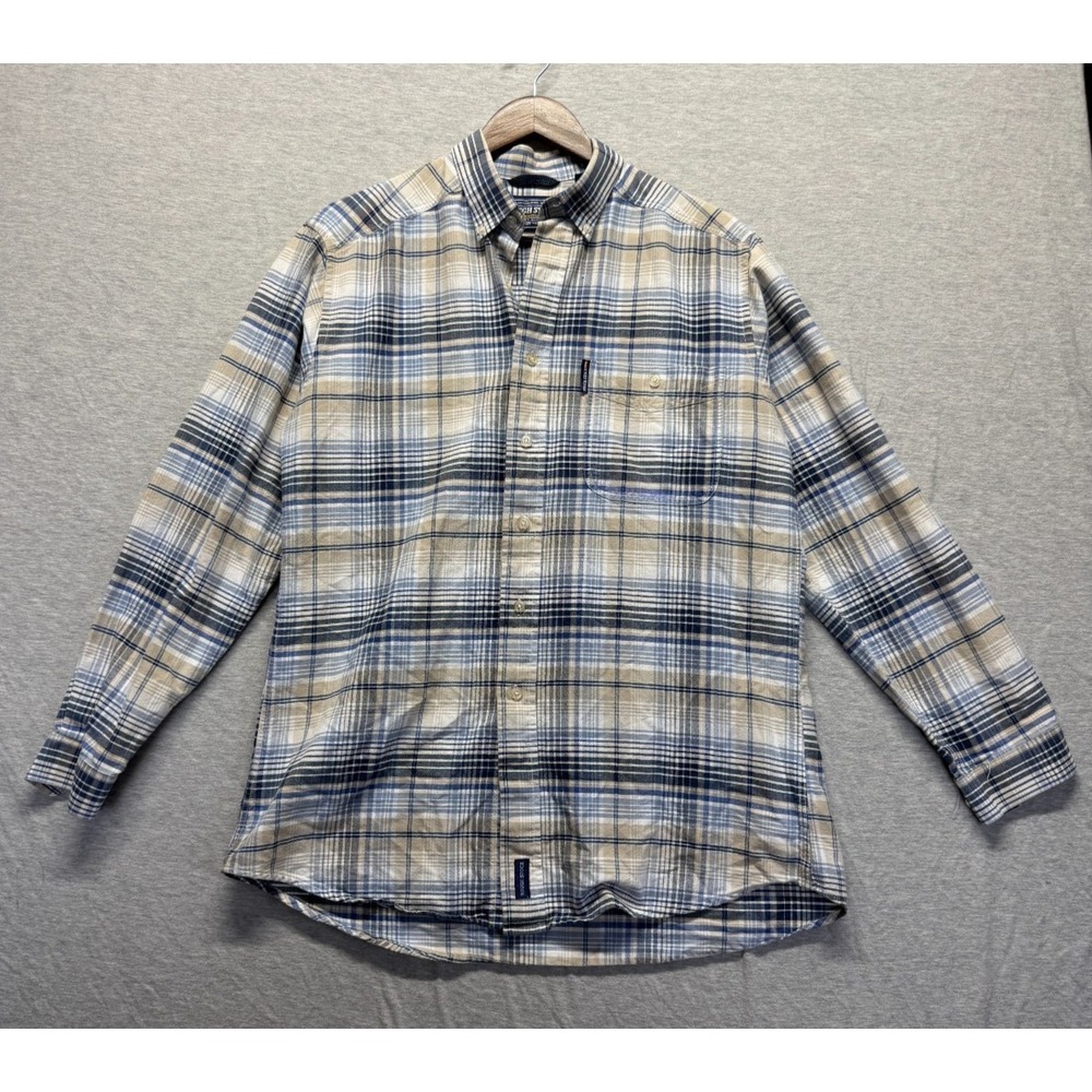 Rough Stock by Panhandle Slim Shirt Men Medium Multicolor Plaid Cotton Button Up